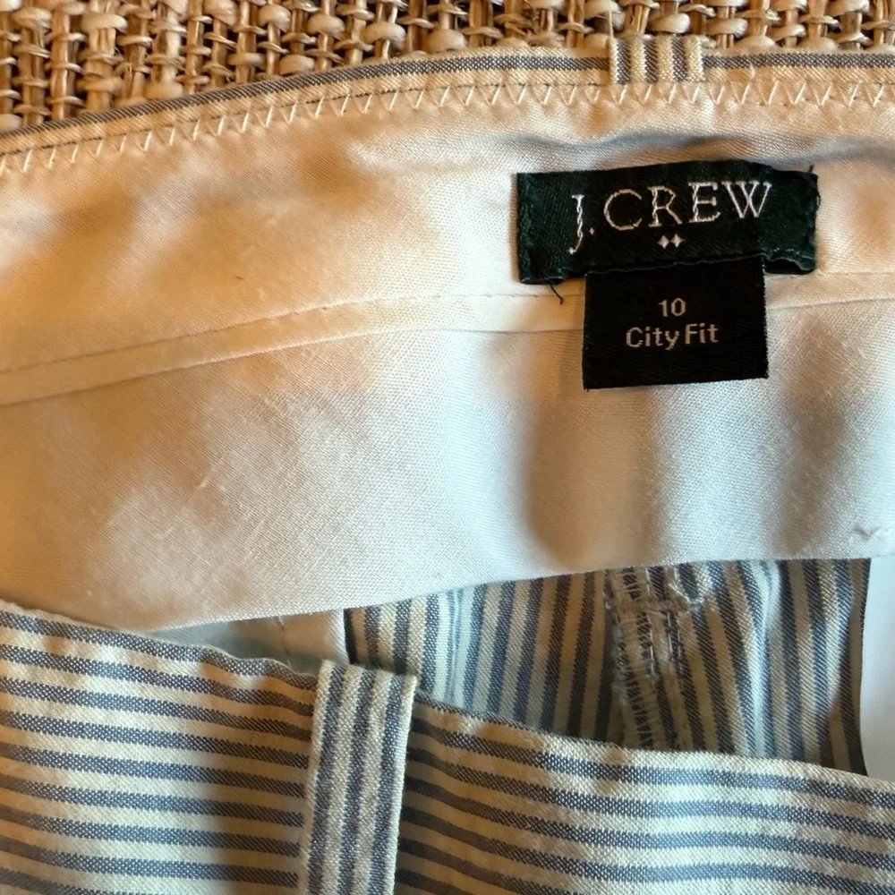 J Crew Women's 10 Seersucker Pants Striped City Fit Beach coastal Preppy Travel‎
